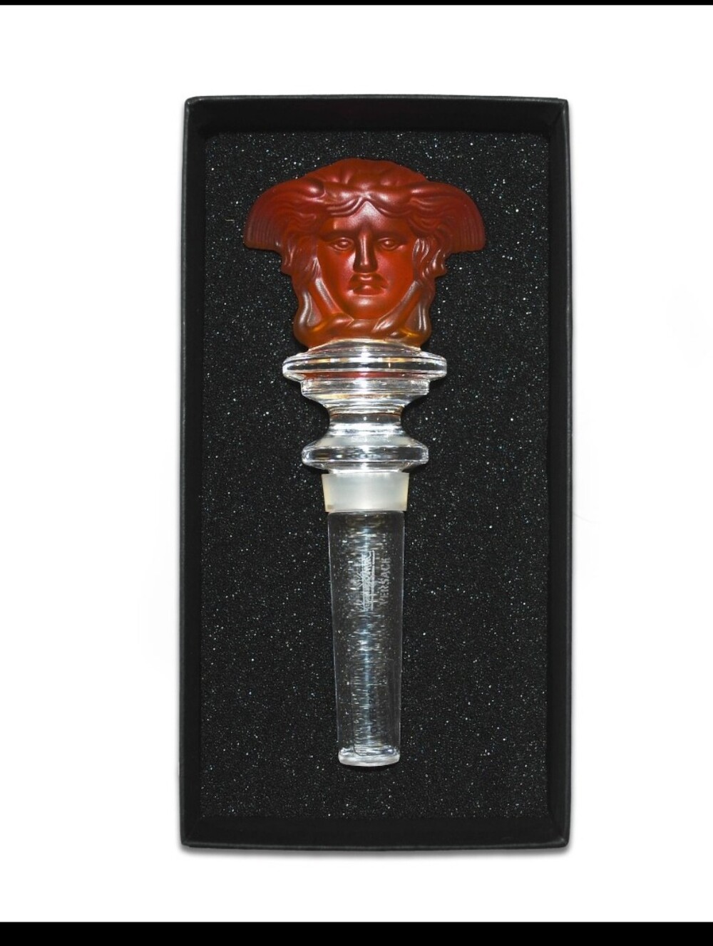 Rosenthal Versace Medusa Amber Frosted Crystal Wine Bottle Stopper